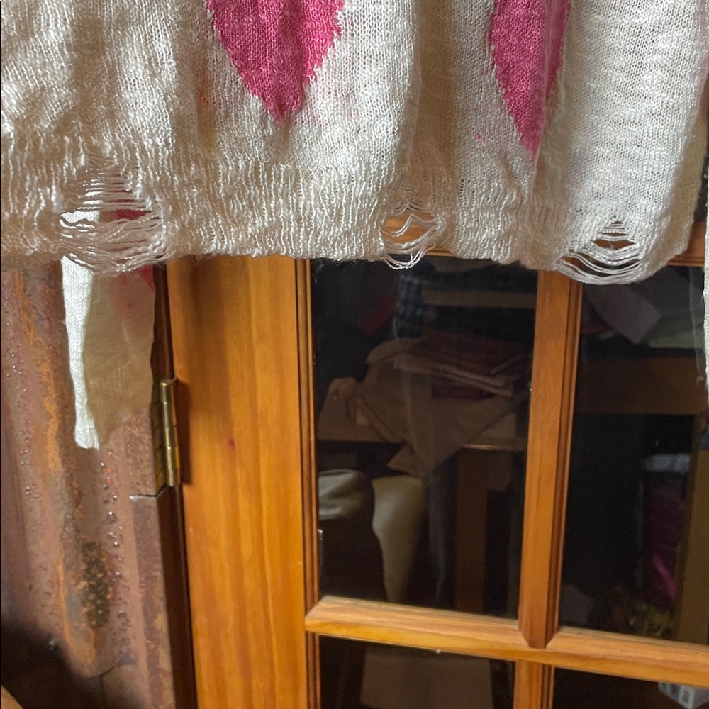 Wild Fable Cream Sweater with Pink Hearts, Size XL - Picture 4 of 7